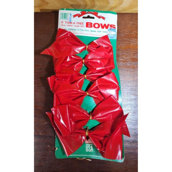 Vintage Trim-a-Tree Bows 6 Pack NEW In Package Christmas Decor Old Stock - Picture 3 of 7